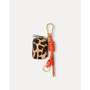 NEW VERONICA BEARD women's leopard zip pouch bag charm in dark acorn multi